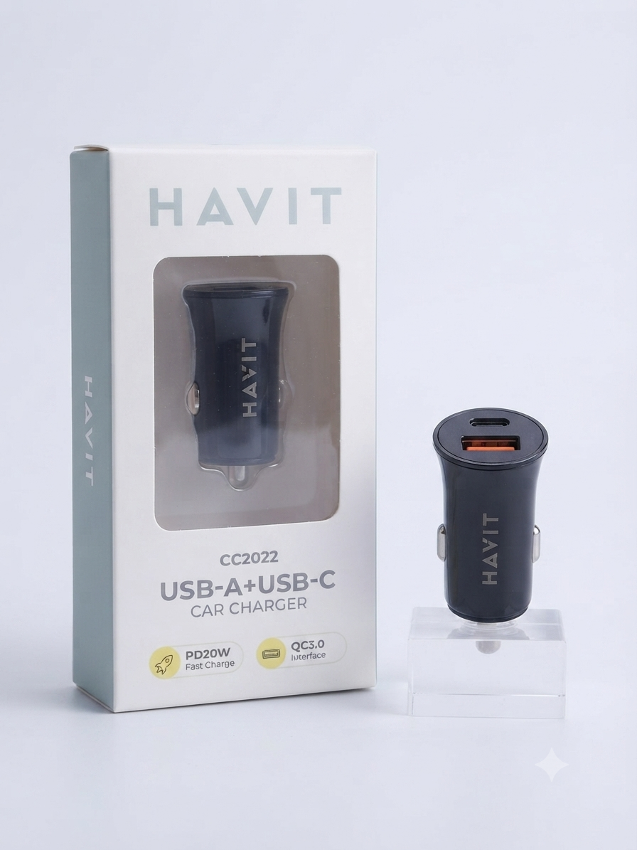 شاحن سيارة هافيت (Havit CC2022) مزدوج - متوفر لدى MT Mobile