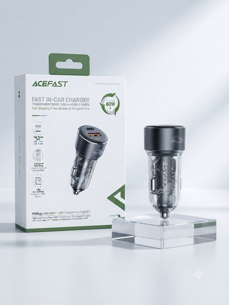 شاحن سيارة سريع ACEFAST (B12) بقوة 60 واط - متوفر لدى MT Mobile