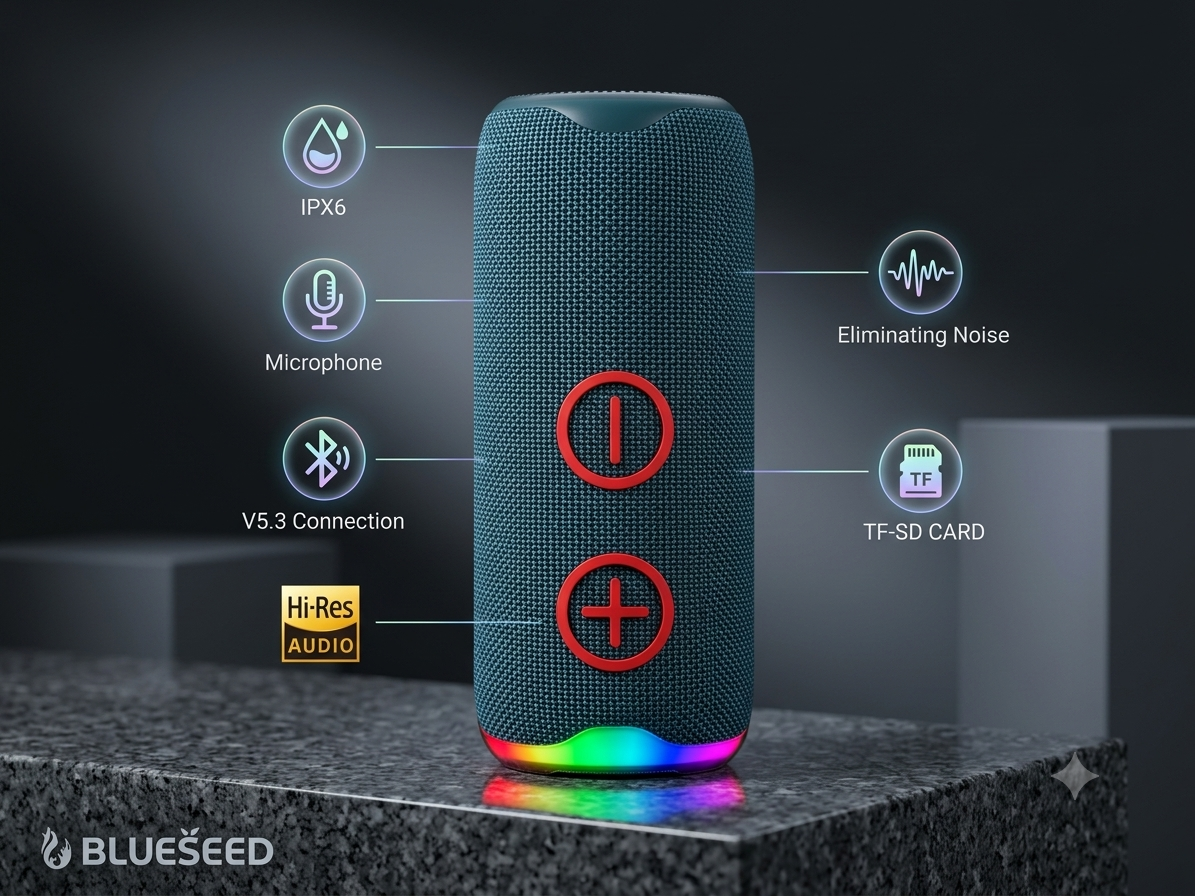 سبيكر بلوتوث محمول بلوسيد أسود BLUESEED BS-307 Portable Speaker (Black) من MT Mobile