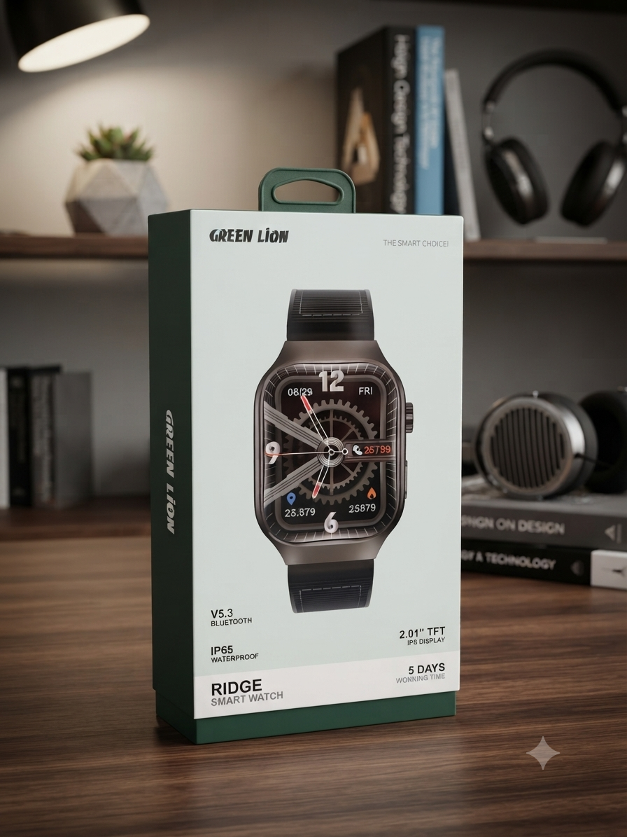 ساعة ذكية Green Lion Ridge بشاشة 2.01 إنش ومقاومة للماء